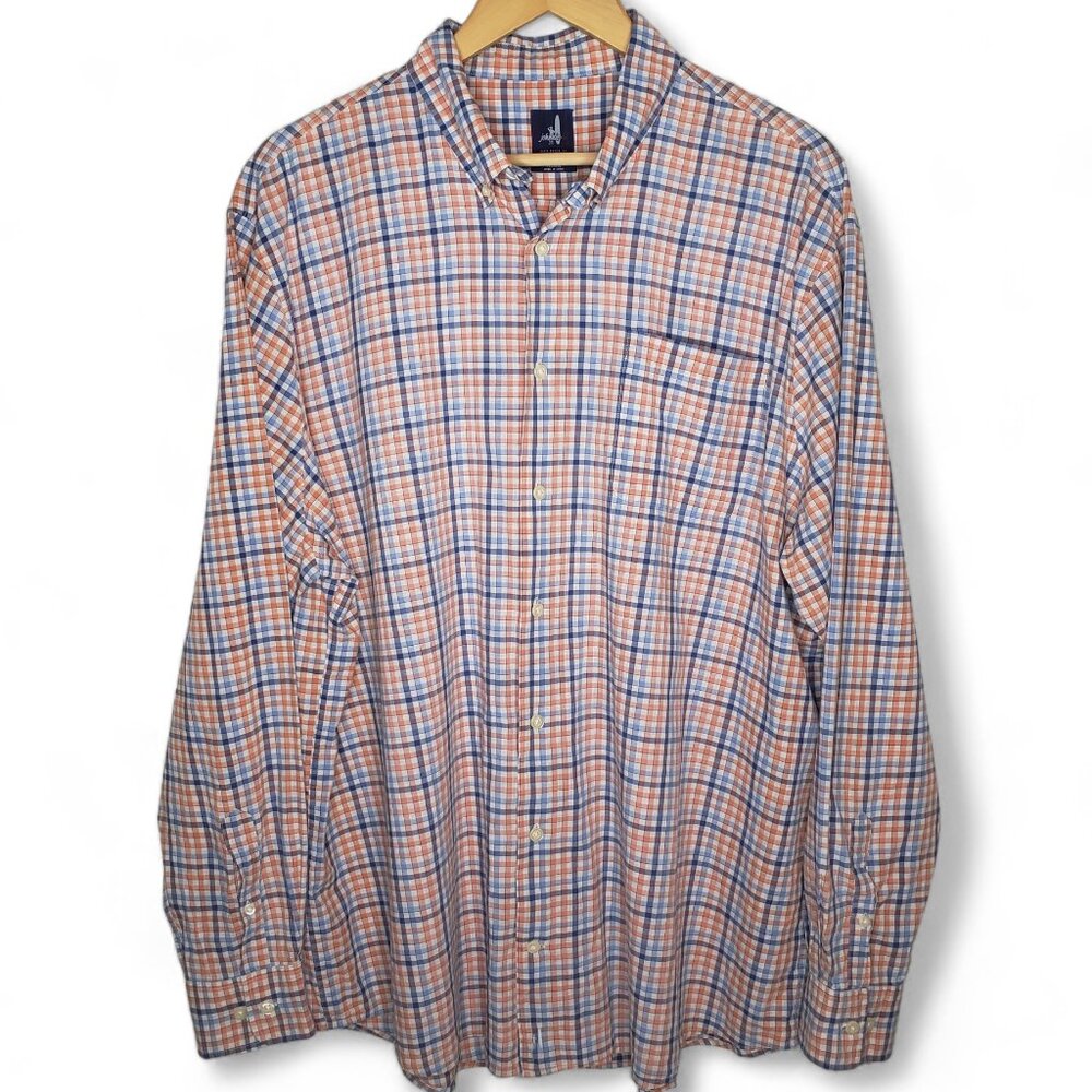 Johnnie O Mens Lightweight Cotton Check Plaid Button Down Long Sleeve Shirt XXL